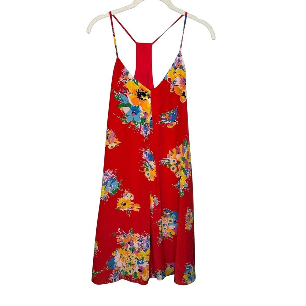 Polo Ralph Lauren Dress Womens 6 Red Floral Silk Strappy Racerback Slip Sundress